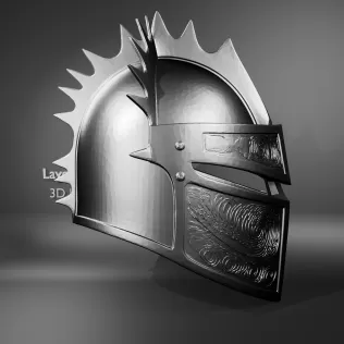 Medieval Spiked Knight Helmet - Model thumbnail 3