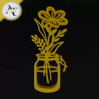 Flowers in vase - Line Art - 2D Wall Art Decor