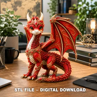 Royal Crimson Dragon STL File for 3D Print - Model thumbnail 3