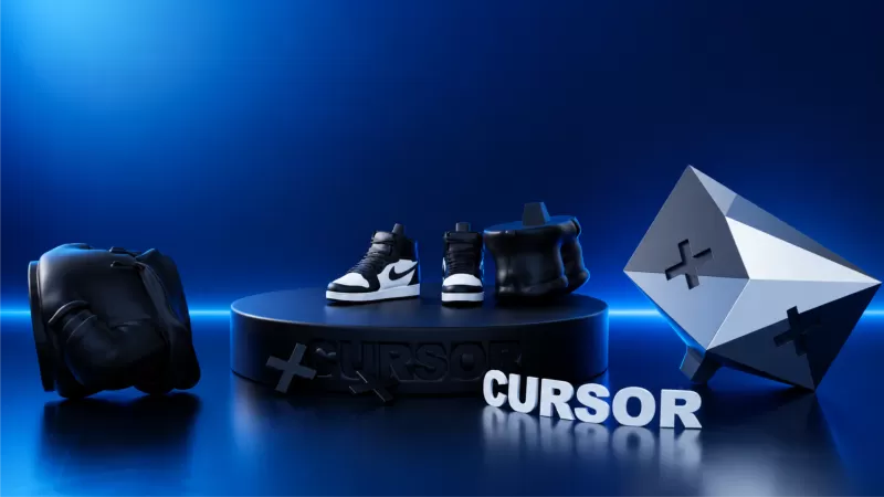 Cursor Inspired Mascot Figure Desk Sign and Keychain - Model preview 1
