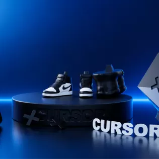 Cursor Inspired Mascot Figure Desk Sign and Keychain - Model thumbnail 1