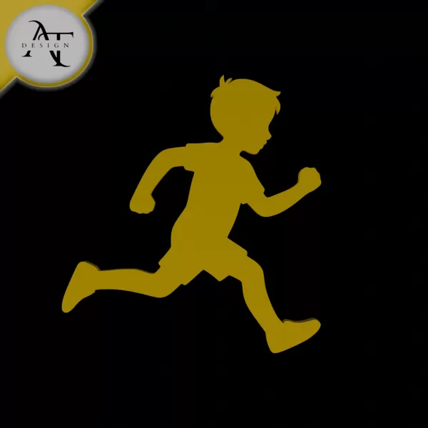 Child Run - Silhouette - 2D Wall Art Decor - Model preview 1