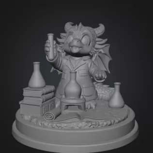 Cute Scientist Dragon Figurine STL File for 3D Print - Model thumbnail 7