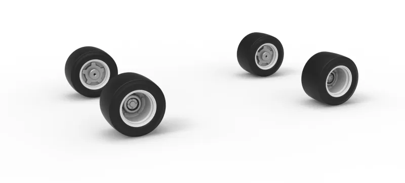 Wheel Set of Vintage Asphalt Modified stock car Scale 1:25 - Model preview 1