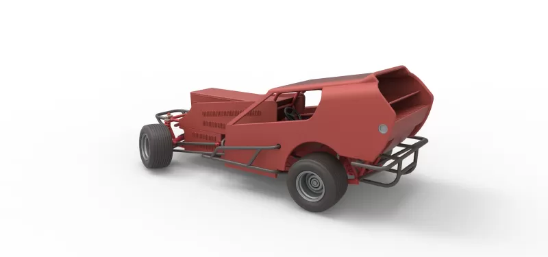 Vintage Dirt Modified stock car Version 4 while turning 1:25 - Model preview 12