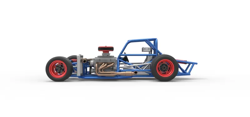 Supermodified front engine race car Base Version 4 Scale 1:25 - Model preview 9