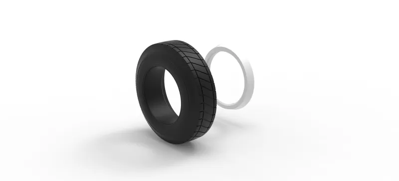 Vintage dirt Whitewall tire Scale 1:25 - Model preview 10