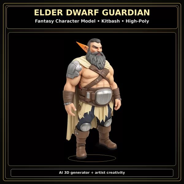 Fantasy Dwarf Warrior Pack – Fantasy Character Model Kitbash - Model preview 2