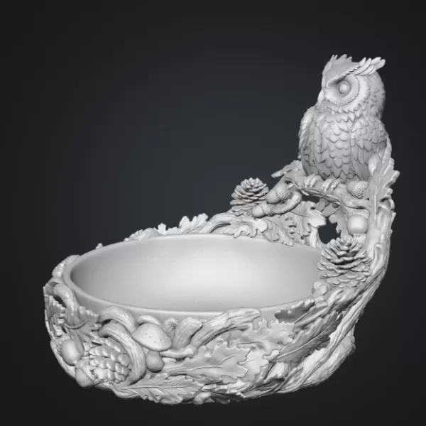 Autumn Owl Bowl Organizer STL File for 3D Print - Model preview 14