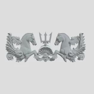 Two Horses Heraldic Crest with Trident - Model thumbnail 2