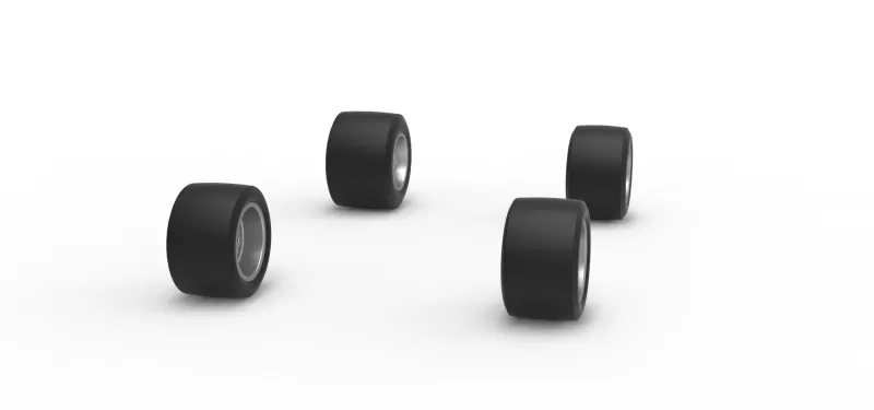 Wheel set of Asphalt Supermodified stock car V3 Scale 1:25 - Model preview 3