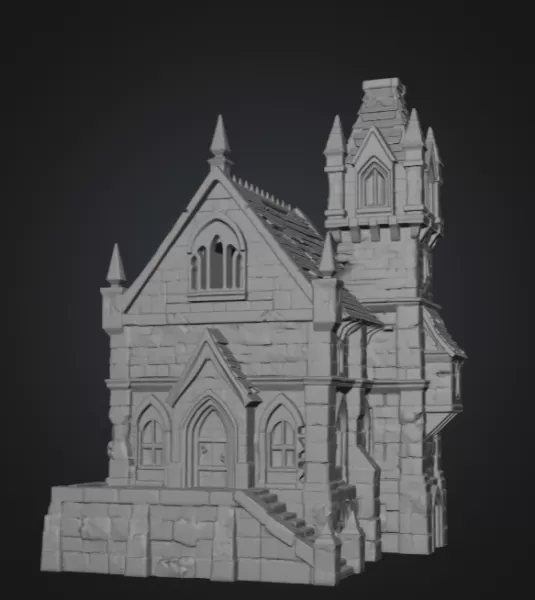 Dark Fantasy Mansion STL File for 3D Printing - Model preview 8