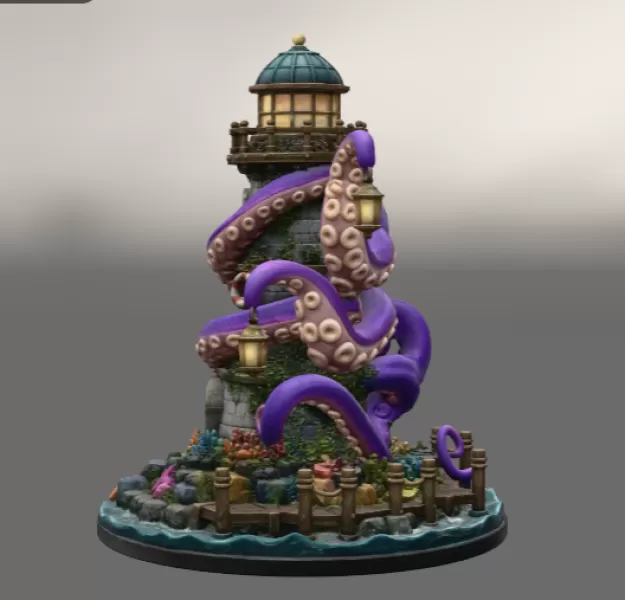 Octopus Lighthouse Keeper STL File for 3D Print - Model preview 7