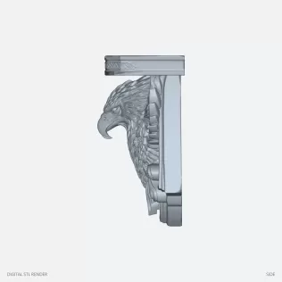 Eagle Head Winged Corbel Sculpture - STL - Model thumbnail 3