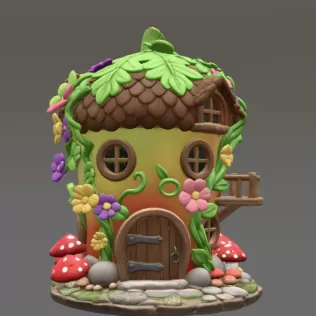 Whimsical Fairy Garden Cottage STL File 3D Printable - Model thumbnail 3