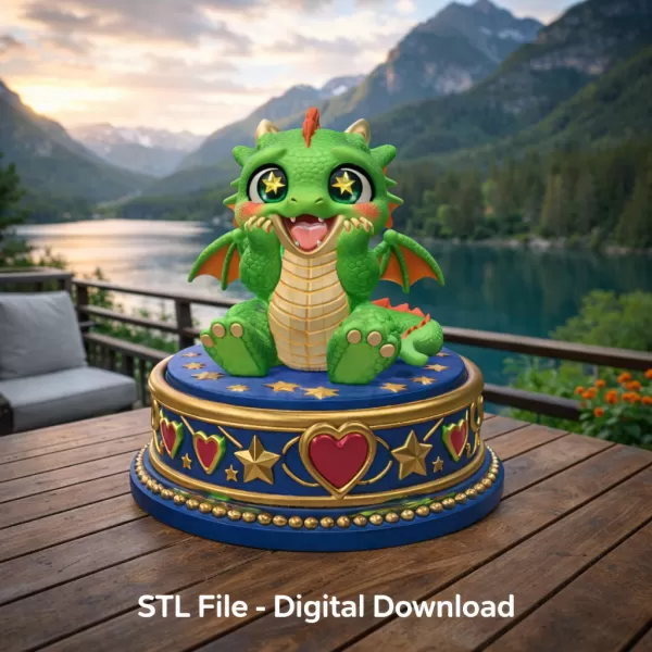 Excited Baby Dragon STL File for 3D Printing - Model preview 2
