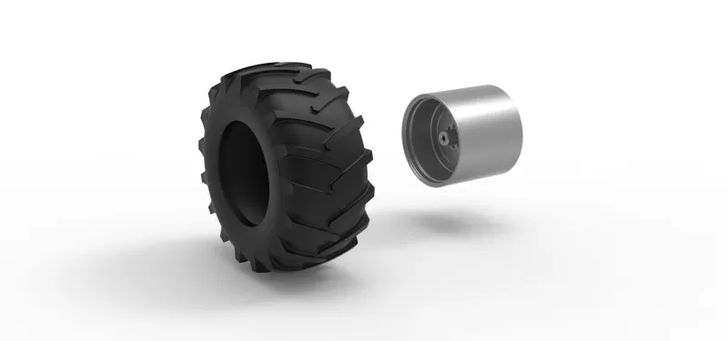 Rear wheel of Vintage Pulling tractor Version 4 Scale 1:25 - Model preview 10