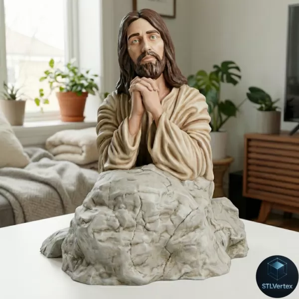 Praying Jesus on Rock 3D printing - Model preview 4