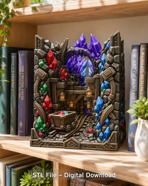 Fantasy Mining Tunnel Book Nook STL File for 3D Print - Model preview 6