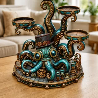 Steampunk Octopus Tray Organizer STL File for 3D Print