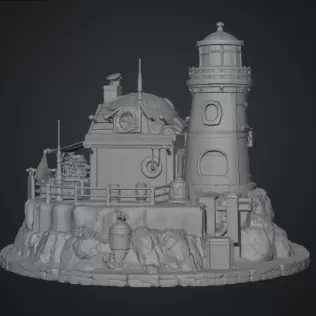 🌊 Lighthouse Harbor House STL File for 3D Print - Model thumbnail 15