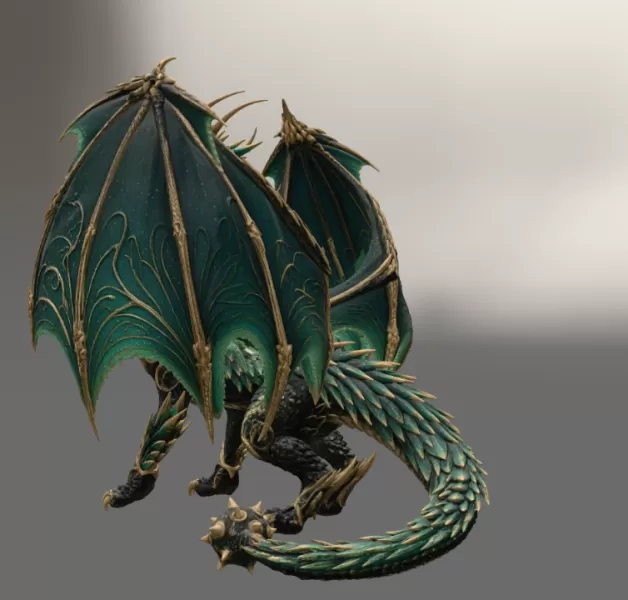 Emerald Crown Dragon STL File for 3D Print - Model preview 7