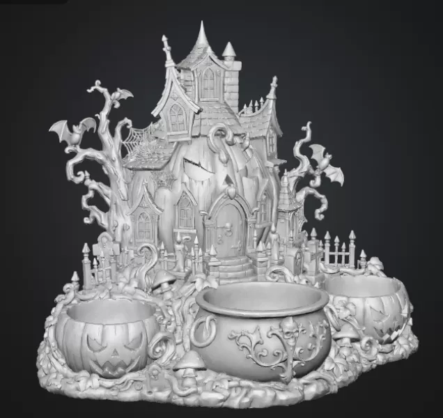 Haunted Pumpkin House Organizer STL File for 3D Print - Model preview 16