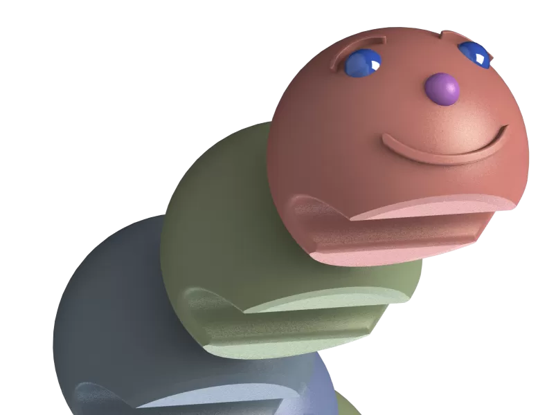 Smiling Modular Caterpillar – Flexible Articulated Fidget Toy - Model preview 12