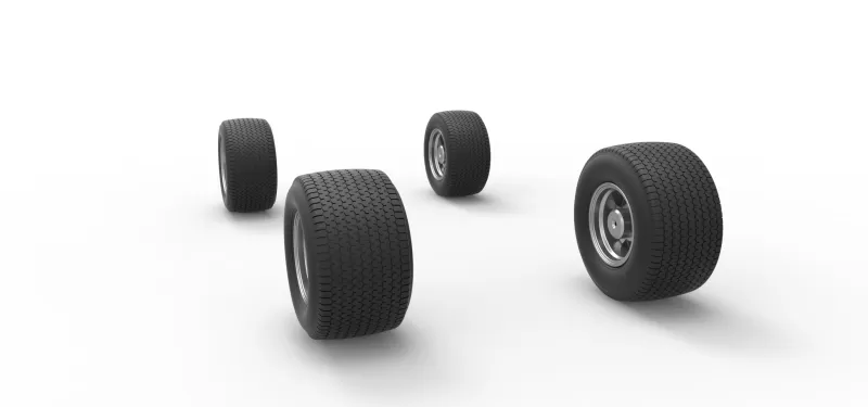 Wheel set of Northeast Dirt Modified stock car V4 Scale 1:25 - Model preview 9