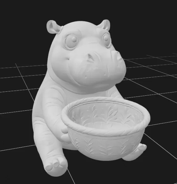 Hippo Holding Gift Basket - Model preview 2