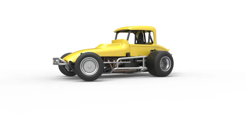 Vintage Sprint car while turning Version 2 Scale 1:25 - Model preview 2