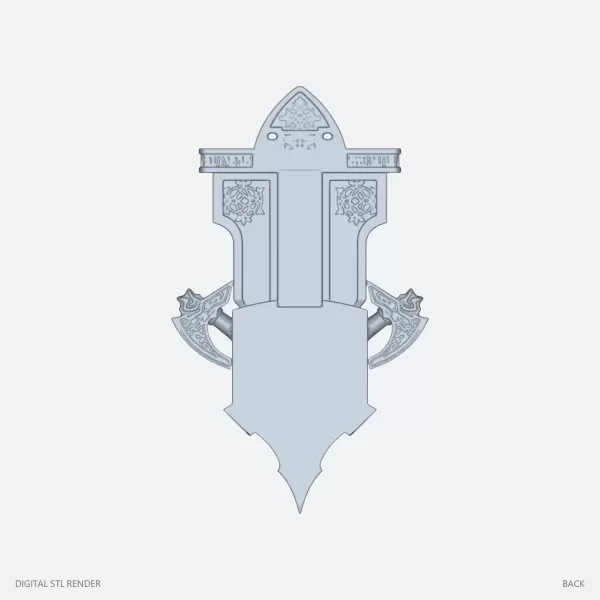 Skull and Sword Shelf-Shaped Ornament - STL - Model preview 4