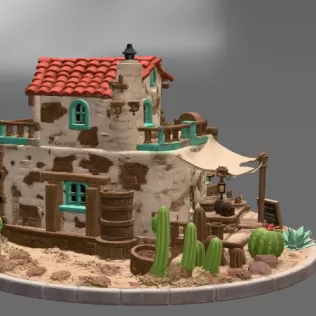 Desert Trading Post Fantasy Western Village STL File for 3D - Model thumbnail 10