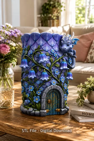 Enchanted Dragon Flower Tower Vase - Model preview 1