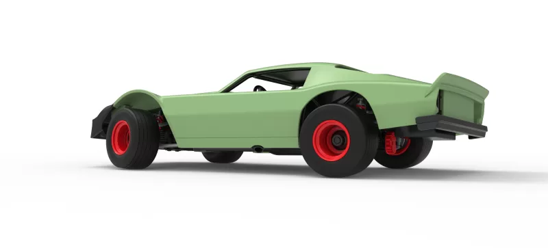 Vintage Dirt late model Race car Version 3 while turning 1:25 - Model preview 13