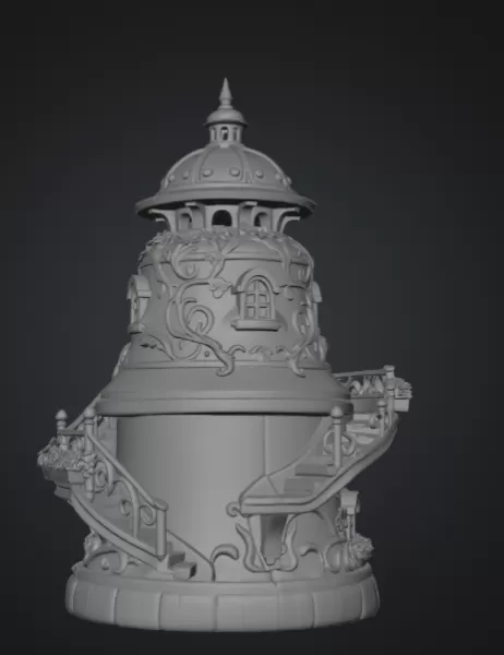 Fantasy Bell Tower House STL File for 3D Print - Model preview 10