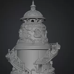 Fantasy Bell Tower House STL File for 3D Print - Model thumbnail 10