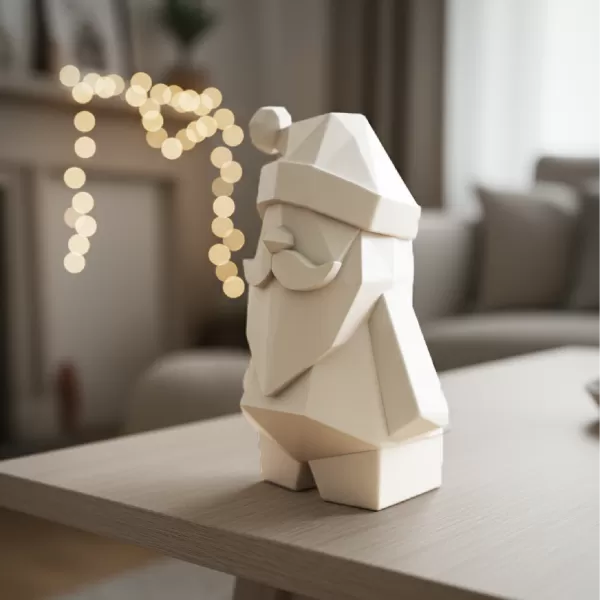 Low Poly Santa Claus Figure | Modern Geometric Christmas Decor - Model preview 7