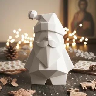 Low Poly Santa Claus Figure | Modern Geometric Christmas Decor - Model thumbnail 8