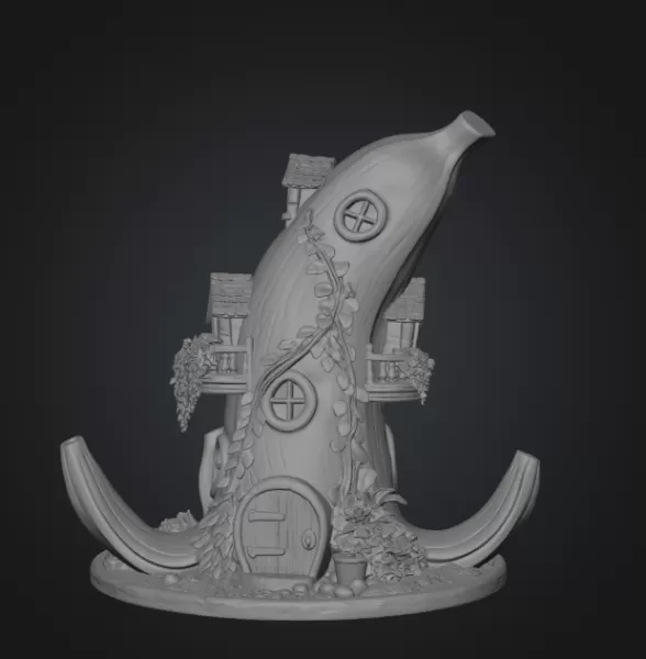 Banana Fantasy House STL File for 3D Printing - Model preview 8