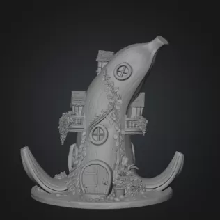 Banana Fantasy House STL File for 3D Printing - Model thumbnail 8