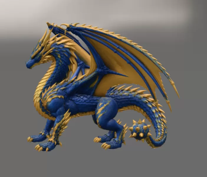 Azure Royal War Dragon STL File for 3D Print - Model preview 6