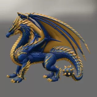 Azure Royal War Dragon STL File for 3D Print - Model thumbnail 6