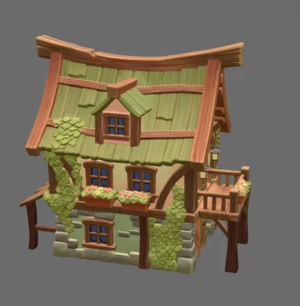 Enchanted Harvest Cottage STL File for 3D Print - Model preview 4