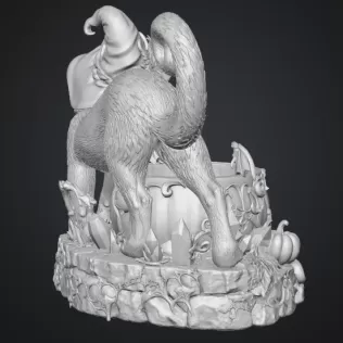 Halloween Witch Cat Pumpkin Bowl STL File for 3D Print - Model thumbnail 15