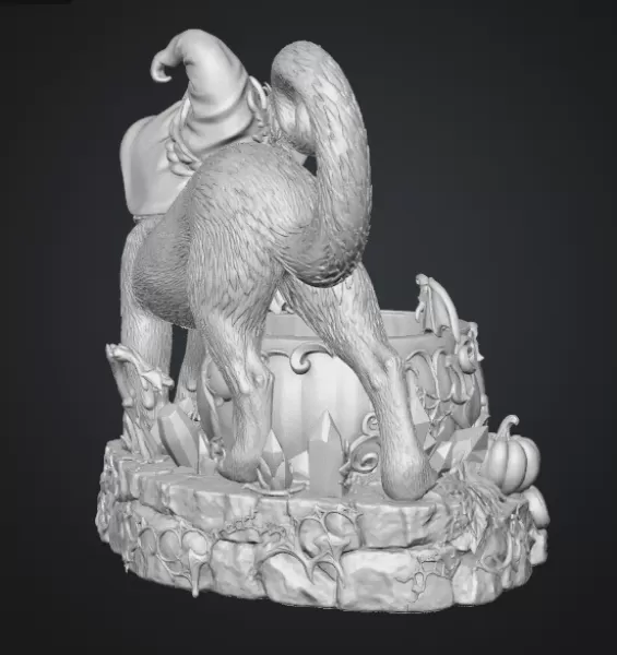 Halloween Witch Cat Pumpkin Bowl STL File for 3D Print - Model preview 15