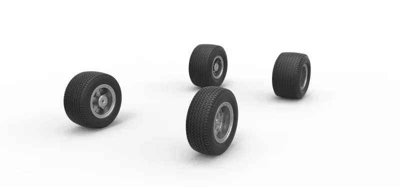 Wheel set of Northeast Dirt Modified stock car V2 Scale 1:25 - Model preview 2