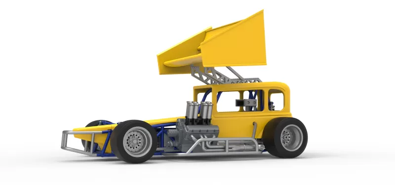 Vintage Winged Supermodified stock car Version 3 Scale 1:25 - Model preview 2