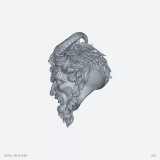 Ornate Horned Demon Head - 100 mm STL - Model thumbnail 3