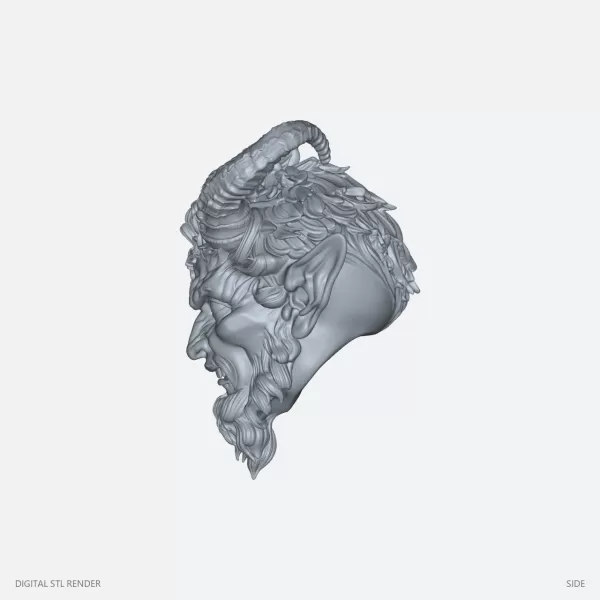 Ornate Horned Demon Head - 100 mm STL - Model preview 3